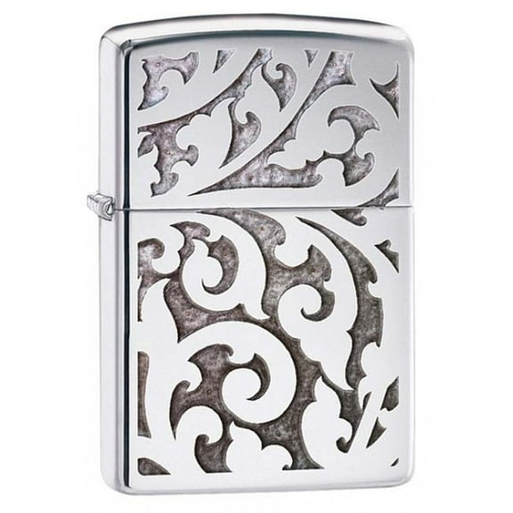 Zippo Lighter -Personalized Customize Message Engrave on Backside for Art Geometric Design (High Polish Filigree #28530)