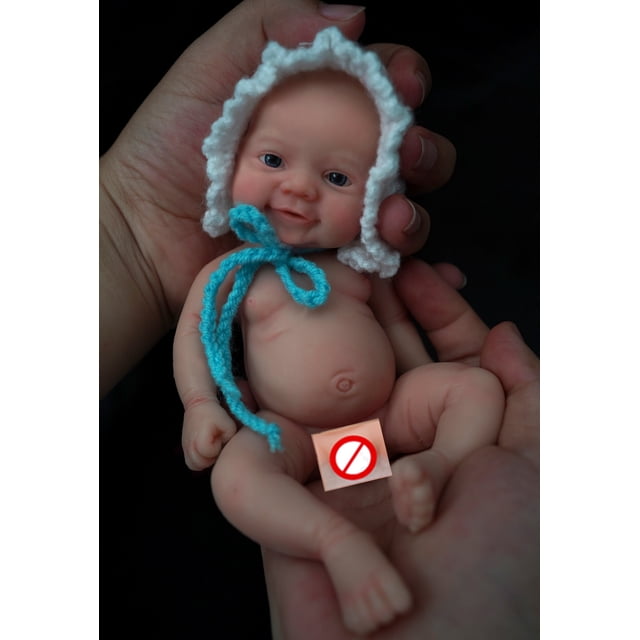 7" Micro Preemie Full Silicone Sweet Baby Doll "Mia" and "Eli" Lifelike Mini Reborn Doll Surprice Children Anti-Stress Gao Jinjia LED