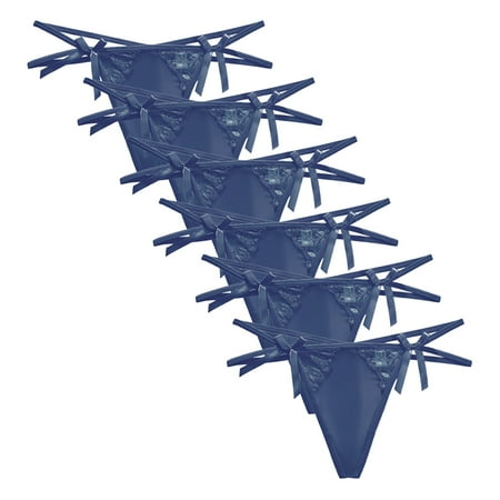 

Women s Mesh Thong Ribbon Underwear Six-piece Fashion Transparent