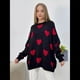 thumbnail image 4 of Suéter con Estampado de Corazón para Mujer, Sudadera de Punto de Larga con Gráfico de Amor, Camiseta Extragrande Negro S, 4 of 7
