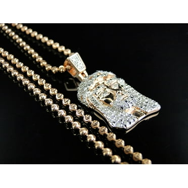 Micro Jesus Piece Real Diamond Pendant & Chain in Rose Gold Finish(.33ct)