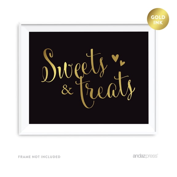 Sweets & Treats Black and Metallic Gold Wedding Signs