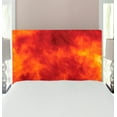 thumbnail image 1 of Orange Headboard, Graphic Style of Vibrant Illustration Heat Burning Theme Design Art Print, Upholstered Decorative Metal Bed Headboard with Memory Foam, Twin Size, Orange and Yellow, by Ambesonne, 1 of 4