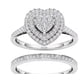 thumbnail image 2 of Anillo de compromiso de dos piezas con forma de corazón de melocotón y diamantes de moda europea y americana para mujer, 2 of 3
