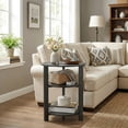 thumbnail image 4 of ZEXVIDA Farmhouse Round Side Table, 3-Tier Small Round End Table With Open Storage Shelves, Nightstand for Small Spaces, Living Room,Black, 4 of 9