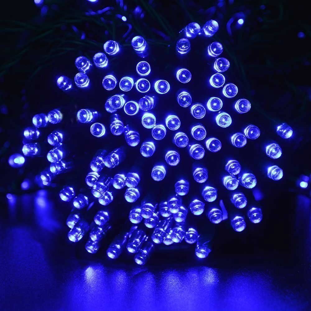 4-PCS RELIGHTABLE Blue Solar Outdoor String Christmas Lights 36Ft 100 LED Patio Lighting Yard Gazebo Party Wedding Tents Porch Xmas Garden Backyard Tree Decorations Balcony Decor Lights 100BX4