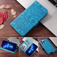 thumbnail image 3 of Mantto Wallet Case for iPhone 12 Pro Max Case with Card Slots Holder Kickstand Embossed PU Leather Magnetic Shockproof Cover with Wrist Strap For iPhone 12 Pro Max,Blue, 3 of 7