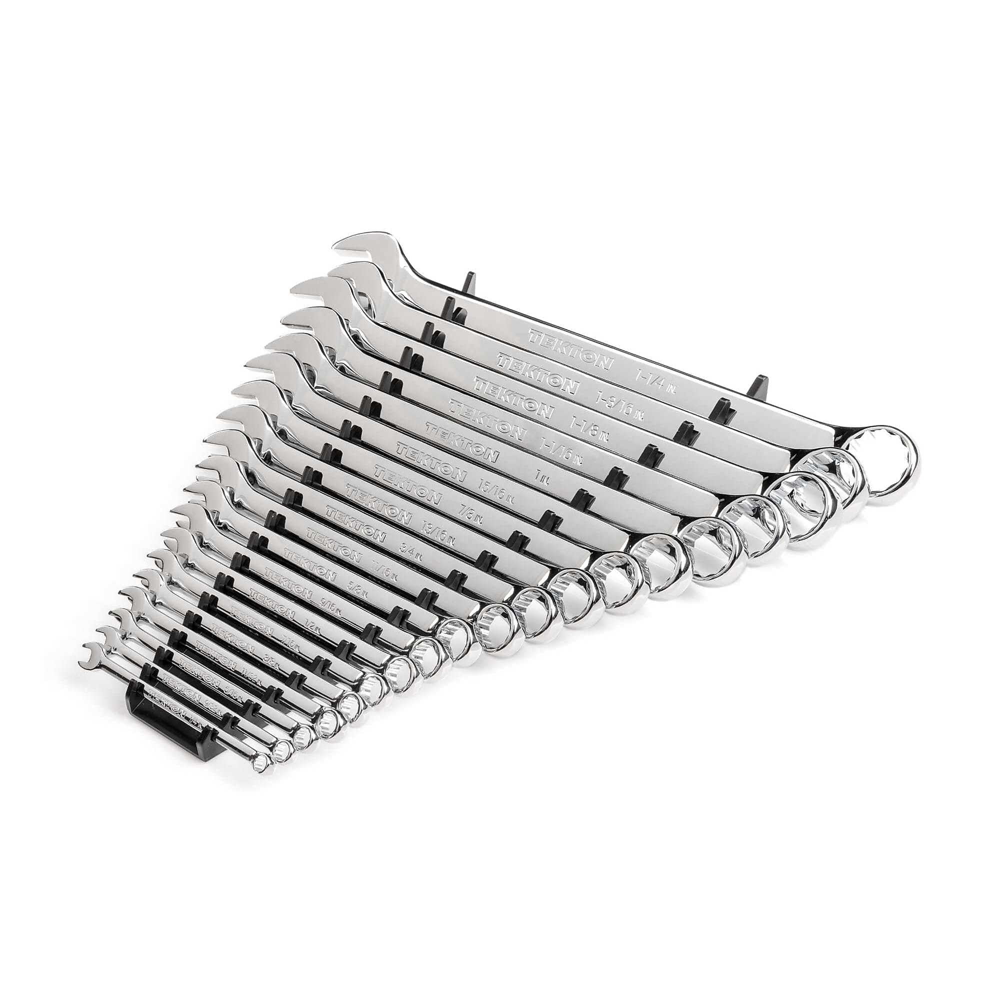 TEKTON Combination Wrench Set with Rack, 19-Piece (1/4 - 1-1/4 in.) | WCB91102