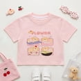 thumbnail image 5 of NIPAXO Girls T-Shirt Short Sleeve Graphic Crewneck Soft Cotton Blend Kids Pullover Tee Shirt for Girls with Cute Cartoon Dog Flower Pattern,Pink, 5 of 8