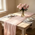 thumbnail image 5 of chaungfeng Light Pink Cheesecloth Table Runner,35 x 71 inch Gauze Table Runners,Semi Sheer Cheese Cloth Fabric Table Runner for Wedding,Party,Bridal Shower Decoration, 5 of 7