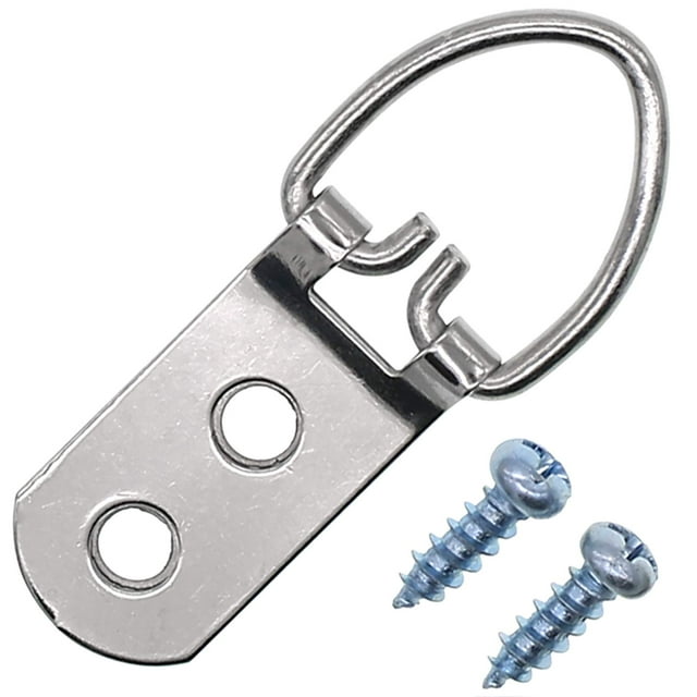 Jetovo 40 Pcs Heavy Duty D Ring Picture Frame Hanging Hangers Double Hole with 80 Pcs Screws