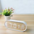 thumbnail image 4 of Reloj despertador digital, relojes electrónicos con espejo LED con pantalla grande, puertos de carga USB duales, brillo ajustable, para dormitorio, oficina en casa, blanco, 4 of 5