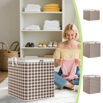 Vacemry Under $5 Large Capacity Storage Bag, Reinforced Handle Clothes Organizer, Thickened Double Zipper Tote, Space Saving Travel Solution, Durable Fabric Container