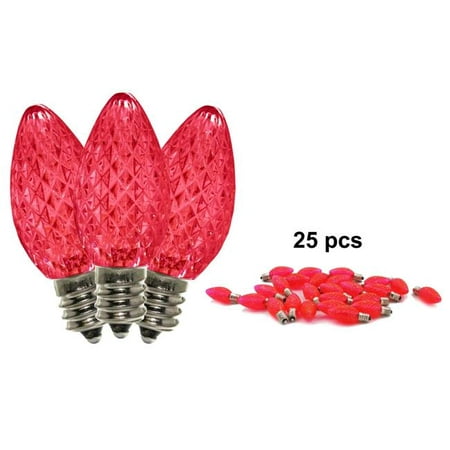

Queens of Christmas C7-SMD-RETRO-PI-25 C7 Dimmable SMD LED Retrofit Bulbs Pink - Pack of 25