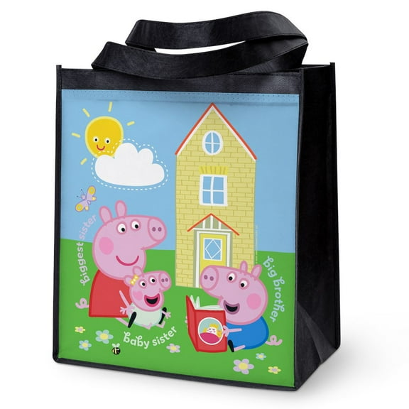 CafePress - Peppa Pig: Siblings - 12"x 13", 100% Recycled, Reusable Grocery Bag