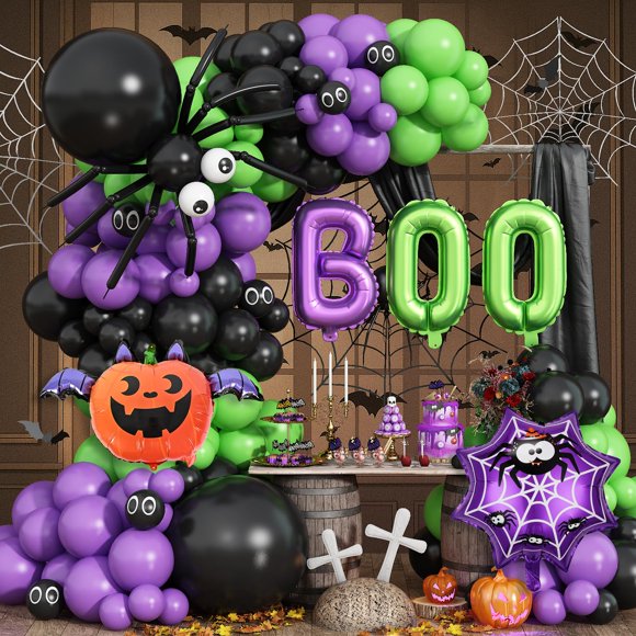 Kit de guirnaldas de globos para Halloween Adeyoo, morado, verde y negro