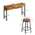 thumbnail image 5 of Oufan 4 Piece Kitchen Bar Table Set with Circular PU Stools for 3 Solid Wood Dining Set with Power Outlets and Drawers for Saving Space, Brown, 5 of 9