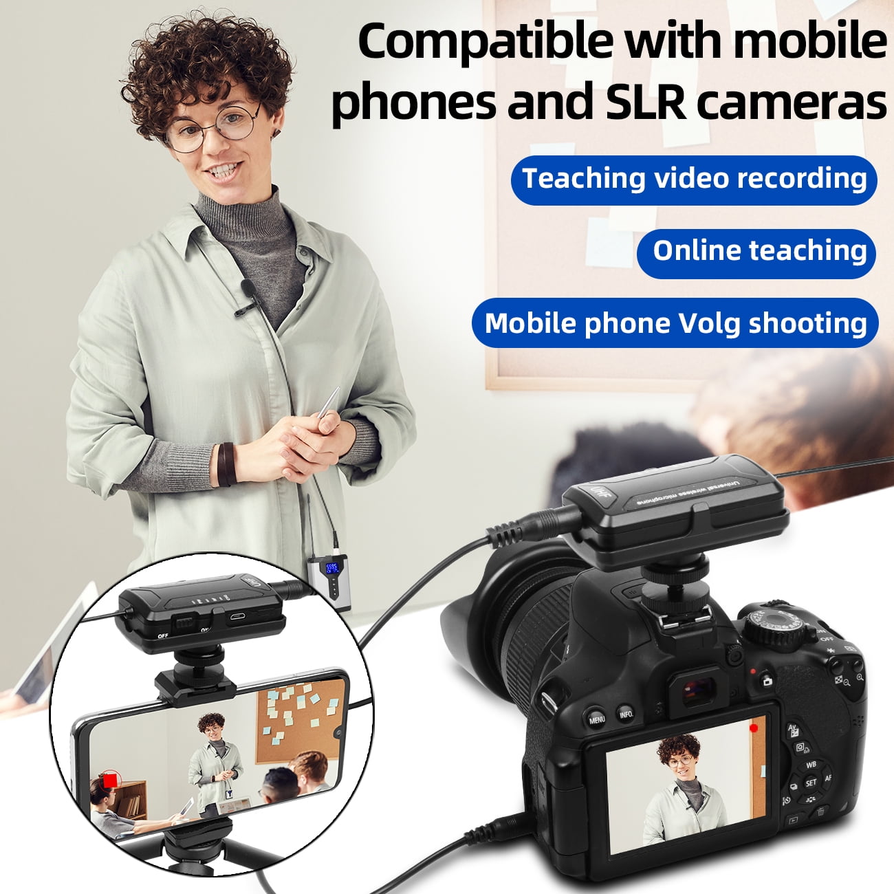 Depusheng Q7 UHF Wireless Lavalier Microphone With Bodypack Transmitter Professional Use For Teaching,Speech,Interview