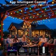 200FT Smart RGB+IC Patio Lights with Shatterproof LED Bulbs ,Outside Light Dimmable Patio for Decor DIY IP67 Waterproof ,Courtyard, garden,Holiday,LED lights more Scene Modes