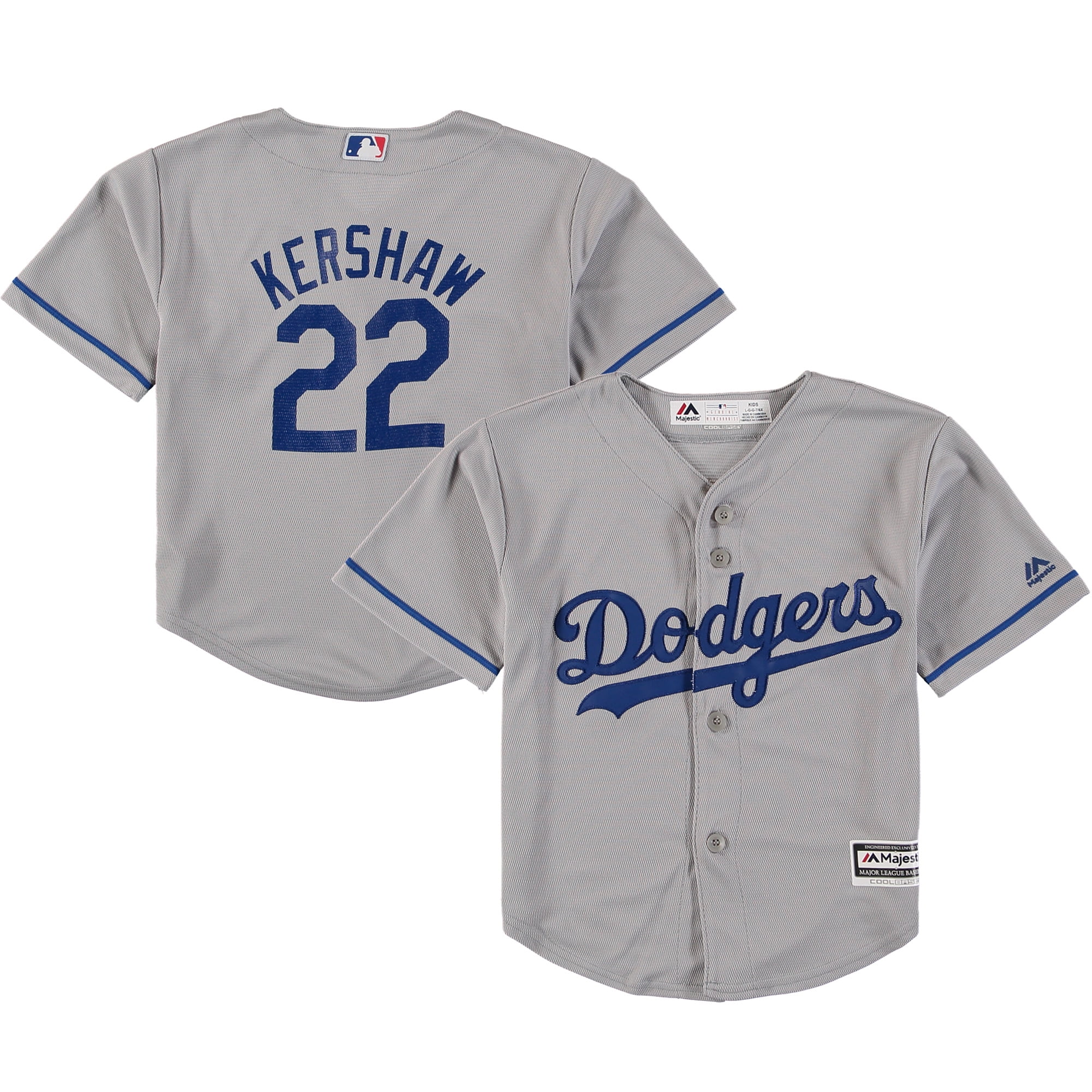 Clayton Kershaw Los Angeles Dodgers Majestic Preschool Road Official Cool Base Player Jersey Gray by Outerstuff