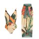 thumbnail image 1 of MKLEKYY Trajes De Baño Mujer Control Abdomen Women 1 Piece Swimwear+1 Piece Cover Up Two Piece Vintage Print Swimsuit Monokini Bikini 2 Piece Swimsuits Two Piece Tankini Set 513, 1 of 5