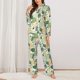 thumbnail image 2 of Fotbe Hawaiian Style Conjunto de Pijama de Manga Larga para Mujer con Estampado, Ropa de Dormir de 2 Piezas, Conjunto de Casa Suave y Cómodo con Bolsillos-Medium, 2 of 7