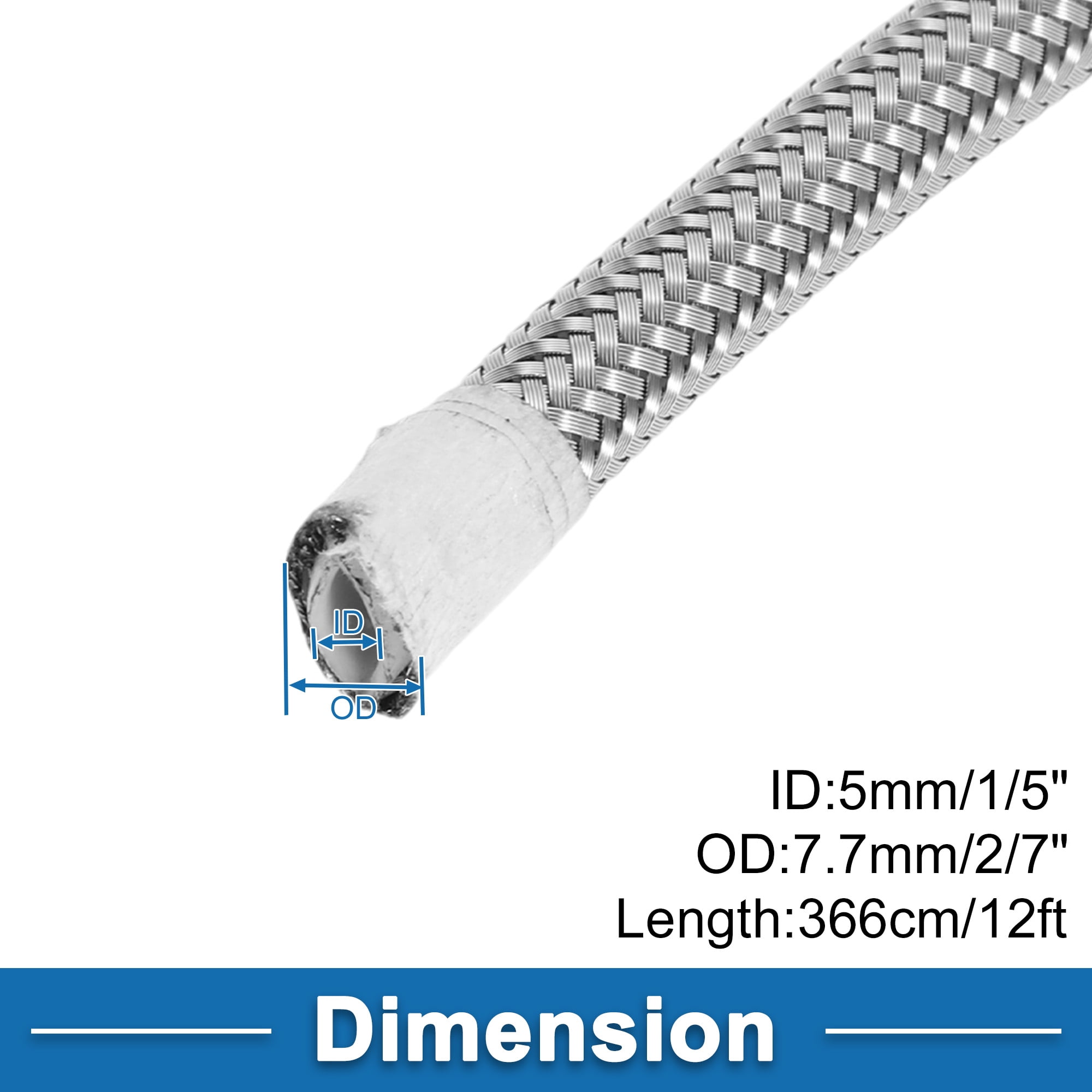 Unique Bargains AN4 Fuel Line Hose 12ft Vacuum Hose Fuel Hose Silver 1/5"ID 2/7"OD