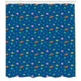 thumbnail image 3 of Outer Space Shower Curtain, Alien Planets Shooting Stars Saturn and Crescent Moon Universe Themed Cartoon, Fabric Bathroom Set with Hooks, 69W X 84L Inches Extra Long, Multicolor, by Ambesonne, 3 of 3