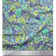 thumbnail image 1 of Soimoi Blue Cotton Cambric Fabric Artistic Leaf & Floral Print Sewing Fabric Yard 56 Inch Wide, 1 of 3