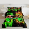 thumbnail image 2 of Manfei 3D Gamepad Queen Comforter Set,Gaming Gamer Bedding Sets,Gradient Green Orange Bedding Comforter Set For Boys Kids,Ultra Soft Home Decor Reversible,3-Piece, 2 of 8