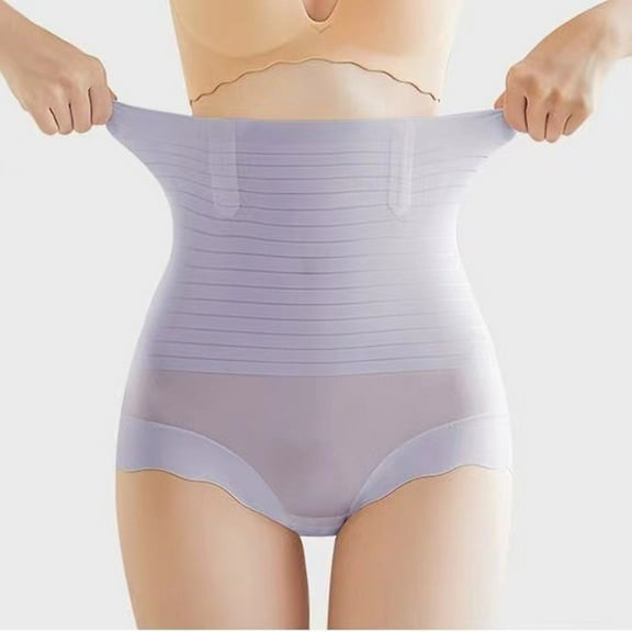 PiGOGI Women's High Waist Shaping Underwear - Seamless Body Shaper Panties - M to 2XL Tummy Control Briefs Purple