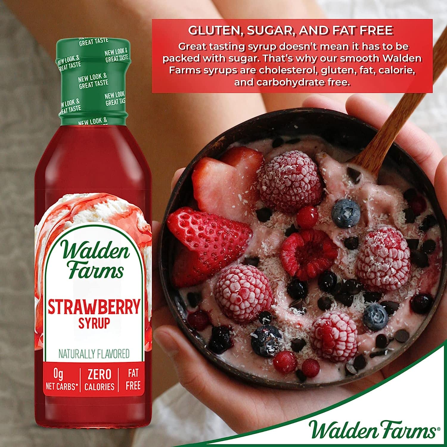 Walden Farms Calorie Free Strawberry Pancake Syrup, 12 Fluid Ounce - 6 per case.