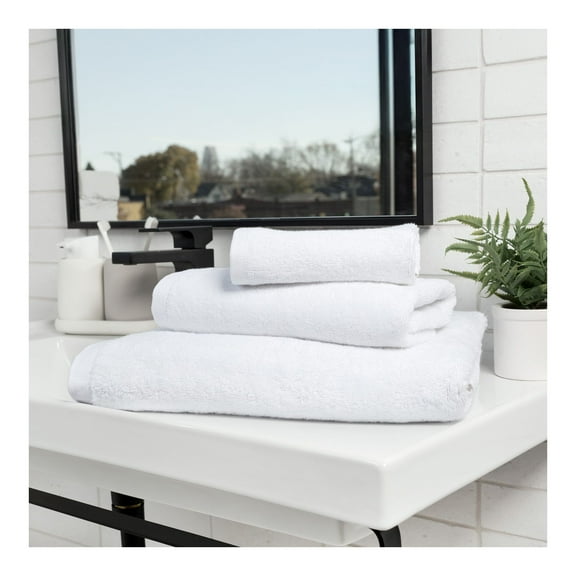 BOKSER Fernland Hospitality Cotton Hotel Bath Towel White 30" x 60" Bulk Case of 18, Designed for Hotels, Rentals, Multi-Property Use