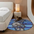 thumbnail image 2 of Round Rugs 3Ft, Vintage Anchor Nautical Round Area Rug Washable Indoor Throw Carpet, Coastal Blue Striped Small Non Slip Circle Rug for Bedroom Living Room Home Decor Aesthetic, 2 of 8