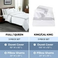thumbnail image 3 of Superior Egyptian Cotton 1200 TC Embroidered White/Charcoal Duvet Set, King/California King, 3 of 8