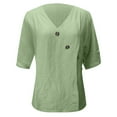 thumbnail image 4 of LIUJUNSHOP Cotton Linen Shirts for Women Loose Fit V Neck Button Comfortable Tops Trendy Blouses Casual, 4 of 5