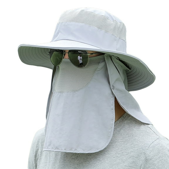 Manunclaims Outdoor UV Sun Protection Wide Brim Lightweight Unisex Hat, Nylon, Light Grey