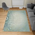 thumbnail image 2 of Mandala Turkish Area Rug, Vintage Cosmos Oriental Breeze Pattern Swirled Floral Leaves Art, Soft Carpet for Living Room Decor with Distressed Look, 6.6' X 9.6', Grey Teal, by Ambesonne, 2 of 4