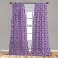 thumbnail image 5 of Ambesonne Cat Curtains, Funky Funny Romantic Hearts, Pair of 28"x63", Lavender Pink Black, 5 of 5