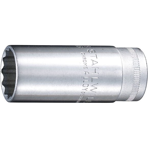 Stahlwille 02020013 Douille Bi-Hex Extra Profonde No. 46 Taille 13mm 12 Points 3/8 Pouce Drive Metric Haute Performance Acier Chromé Longueur 54mm Poids 61g Fabriqué en Allemagne