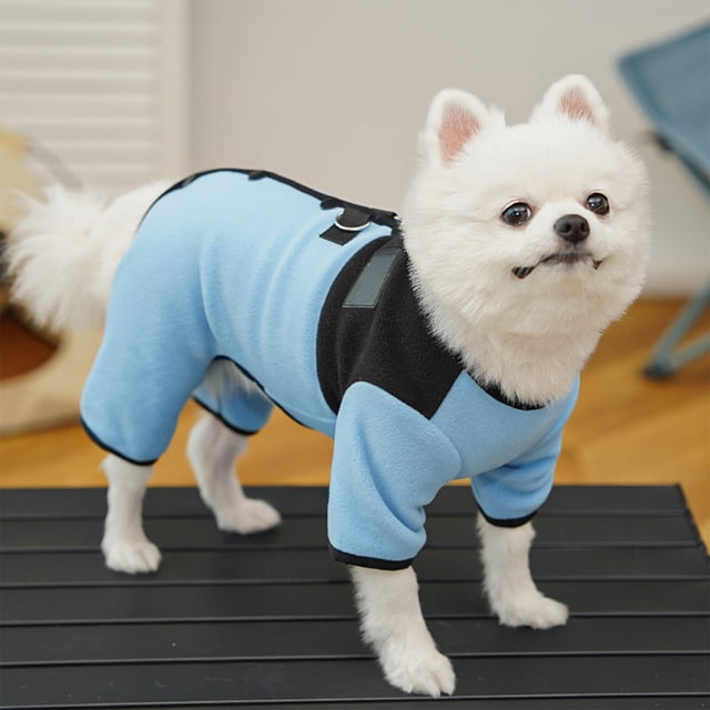 Ropa de Invierno Polar Azul para Perros y Gatos | Abrigo Cálido de Cuatro Patas para Animales Pequeños | Apto para Correa | Material: Poliéster | 70 G | Lhy251008002S