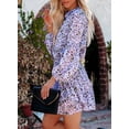 thumbnail image 3 of Asyoly Womens Dresses Boho Floral Print Ruffles Lantern Sleeve Button Down Swing Mini Dress Tie Waist Shirt Dresses, 3 of 7