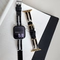 thumbnail image 4 of PU Leather Band for Apple Watch Band 42/44/45/46/49mm, Diamond Design Slim Dressy Watch Strap with Adjustable Metal Buckle for iWatch Series 10 9 SE 8 7 6 5 4 3 2 1 Ultra Women Girls, Blacksilver, 4 of 9