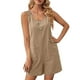 thumbnail image 4 of Traje de Hombro Fuera de las Mujeres de Color Sólido Elegante Cuello Redondo sin Mangas sin Botones con Bolsillos, Traje de Verano Casual, 4 of 9