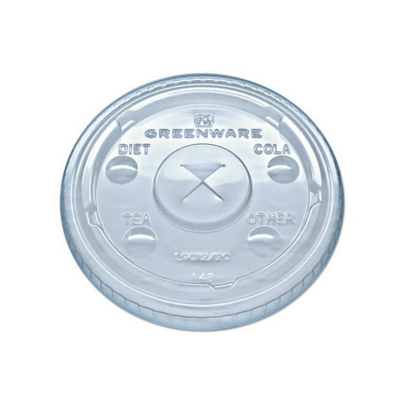 Fabri-Kal Greenware Cold Drink Lids, Fits 9 oz Old Fashioned Cups/12 oz Squat Cups/20 oz Cups, Plastic, Clear, 1,000/Carton