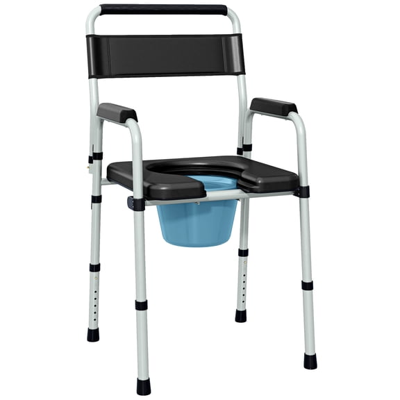 Homiyad Bedside Commode Chair for Seniors, Adults, Handicap, Raised Toilet Seat with Arm, Adjustable Height, 331 lbs, Black