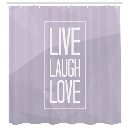 Live Laugh Love Shower Curtain Greyscale Polygonal Pattern