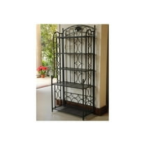 Maykoosh Medieval Majesty 5-Tier Bakers Rack - Sturdy Iron Construction, Elegant Hammered Finish, Dimensions: 67 x 31 x 16 Inches, Great for Storage-Color:Antique Black