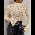 thumbnail image 4 of Blusas de Encaje para Mujer, Blusas Transparentes de Larga para Mujer, Blusas Informales Elegantes. Albaricoque S, 4 of 9