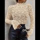thumbnail image 4 of Blusas de Encaje para Mujer, Blusas Transparentes de Larga para Mujer, Blusas Informales Elegantes. Albaricoque S, 4 of 9